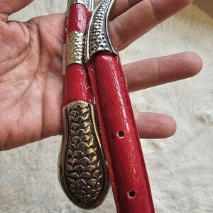 Vintage Crimson Red Mock Python Snakehead Belt – 70s/80s Statement Accessory